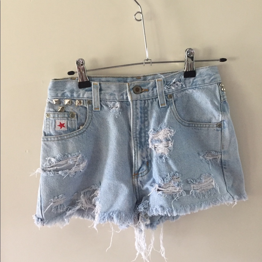 Vintage High Waisted Distressed Denim Shorts